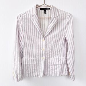Company Ellen Tracy White Lavender Purple Striped 100% Cotton Blazer Size 2